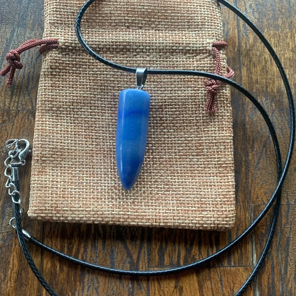 Blue Aventurine Crystal Pendant Mens Crystal Necklace Unisex Aventurine Necklace